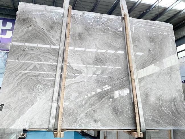 Cross Cut White Wood Marble Slab