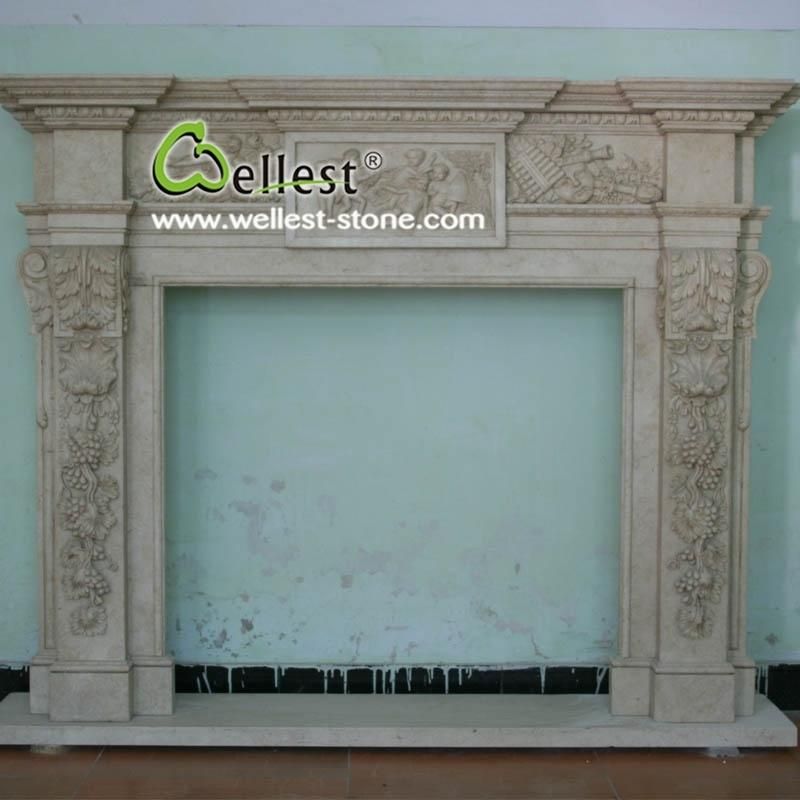 China Natural Stone White Marble Fireplace Hearth Mantel for Indoor House