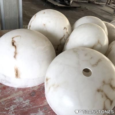 Transtones Artificial White Onyx Stone Honed Round Alabaster Light Box