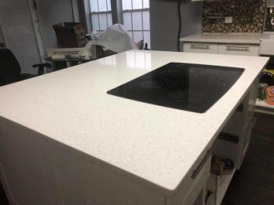 White Artificial Polished Quartz for Kitchen Island/Countertop/Vanity/Worktop