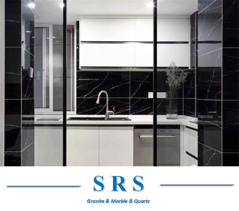 Buliding Material Black Nero Marquina Slab Marble for Kitchen/Bathroom/Wall/Floor Tile/Stair/Thread