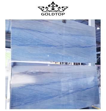 Polishes Romantic Azul Blue Natural Marble for Kitchen Top Decoration