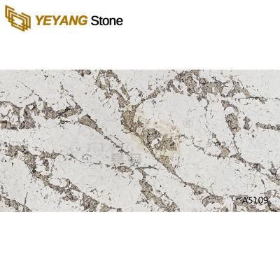White Quartz with Brown Veins Quartz for Hotel/Bathoom/Kitchen Countertops Options