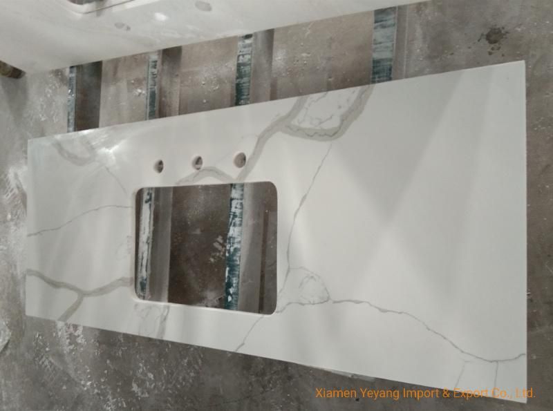 Calacatta Quartz Stone Countertops for Kitchen Cabinet Stone Material Engineered Quartz Vanity Top