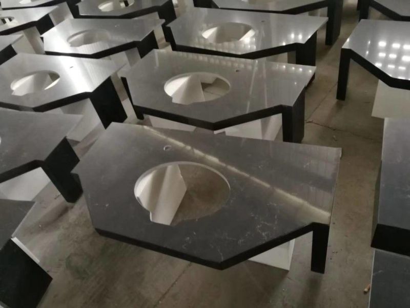 Black Quartz Slab Kitchen/Bathroom Countertop for Building Batroom/Furniture Sink