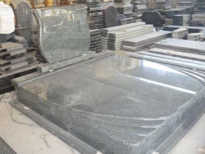 Cheap Price Green Granite Single/Double European Style Tombstone Memorial Gravestones