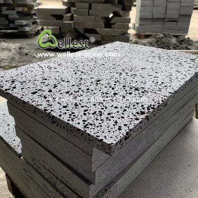Natural Lava Stone Basalt with Big Hole for Flooring Paver