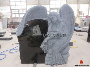 Angel Carved Absolute Black Granite Monument