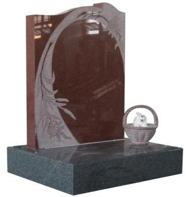 Black Granite European Headstone Monument Tombstone with Custom Design