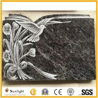 Orion Bahama Blue Granite Piegon Cremation Plaque for Headstone