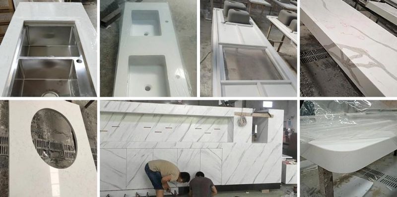 Artifcical Stone Solid Surface Kitchen Countertop with Smooth Veins