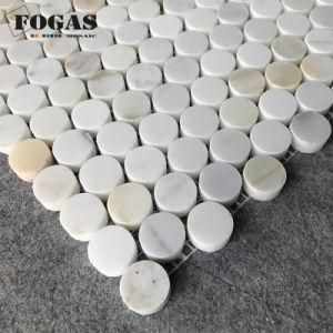 Diameter 20mm Penny Round Marble Tile Calacatta Gold Stone Wall Mosaic