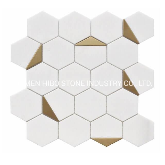 Nero Marquina China Black White Vein Marble Natural Stone Hexagon Mosaic for Kitchen Backsplash Wall Tile