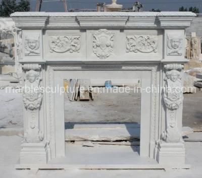 Natural Indoor Decorative Hand Carved with Figure Image Marble Fireplace (SYMF-392)