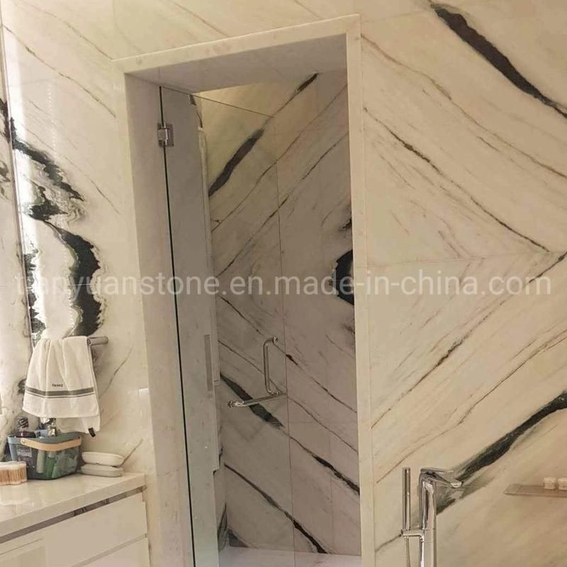 Panda White Marble Stair White Marble Bookmatch Slab Wall Shower Flooring