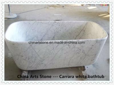 White Bianco Carrara Marble Bathroom Bathtub