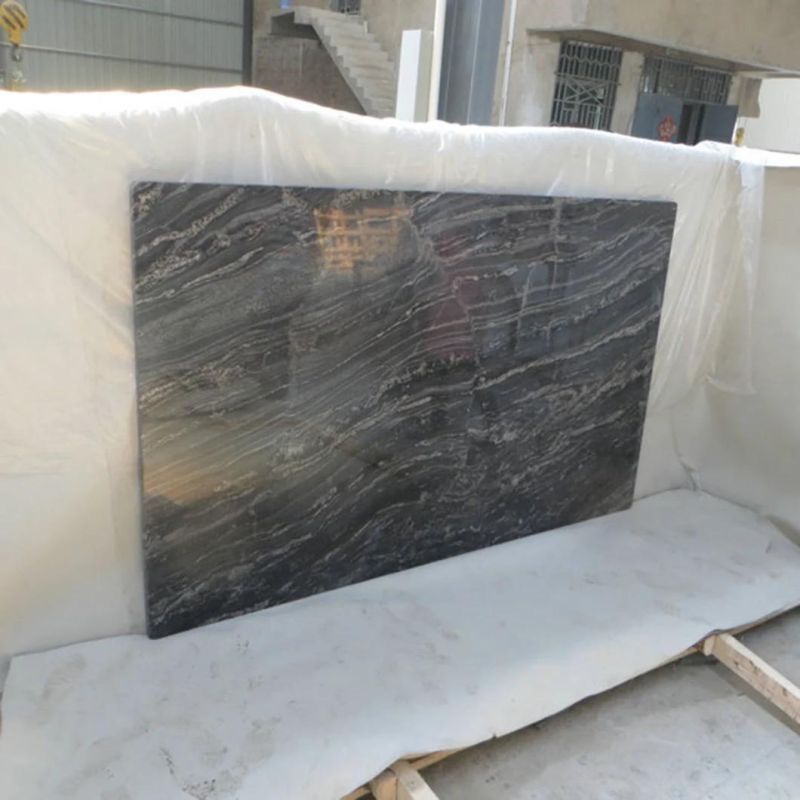 Cosmic Black with Gold Veins Brazil Granite Kitchen Island Granite Tile Countertop