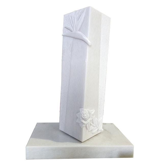 Factory Price Pillar Shape Hunan White Marble Headstone for Grave