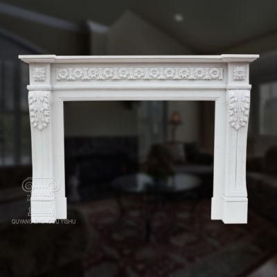 Louis Xvi French Style Classic White Marble Fireplace