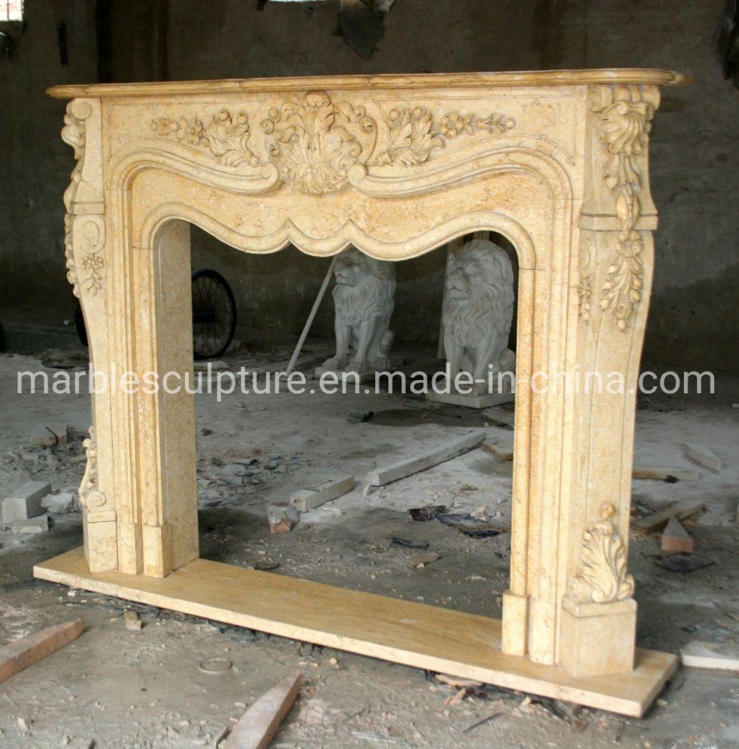 Factory Wholesale in Stock Beige Stone Marble Fireplace (SYMF-239)