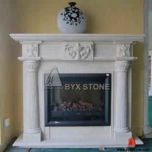 White Marble Stone Carved Fireplace for Home Decoration