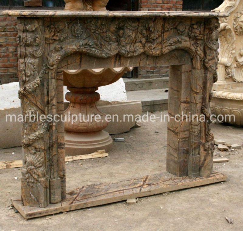 Natural Stone Mantel Marble Fireplace Home Decoration (SYMF-225)