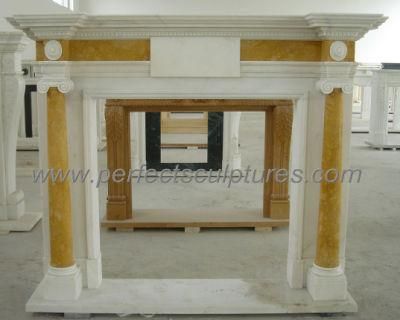High Polished Mix Color Marble Fireplace Mantel with Column (QY-LS362)