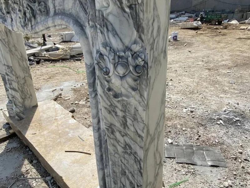 Freestanding Marble Stone Arched Classic Fireplaces Mantels Surround Frame Mantles