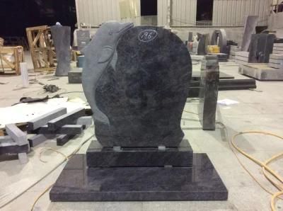 China Granite Memorials with Engraving Dolphin Headstone