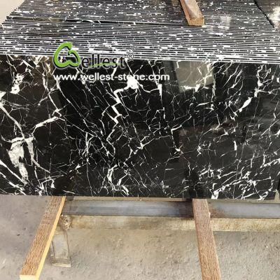 Polished Nero Marquina White Vein Marble Floor Tile for Bathroom Floor