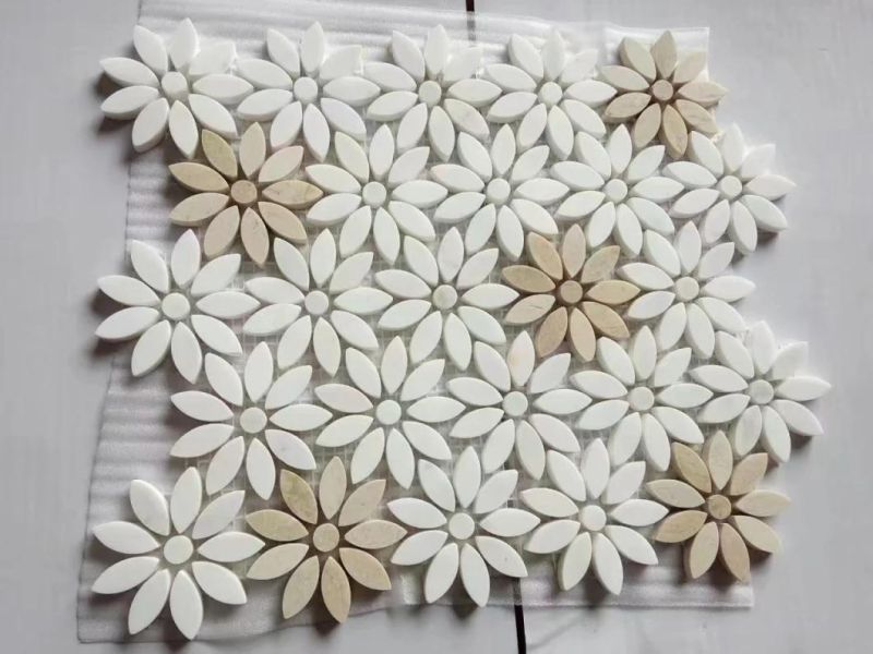 Flower Pattern Tile Bathroom Kitchen Backsplash Marble Mosaic Tile