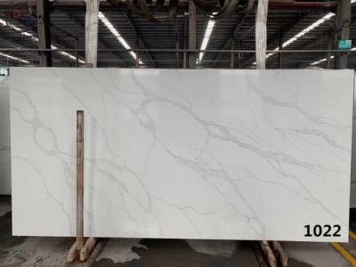 Fashionable 1002 White Artificial Quartz Stone Slab with Natural Veins
