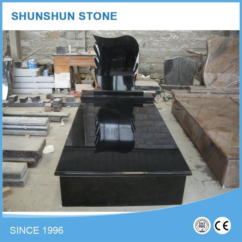 European Style Black Granite Angel Spain Tombstone