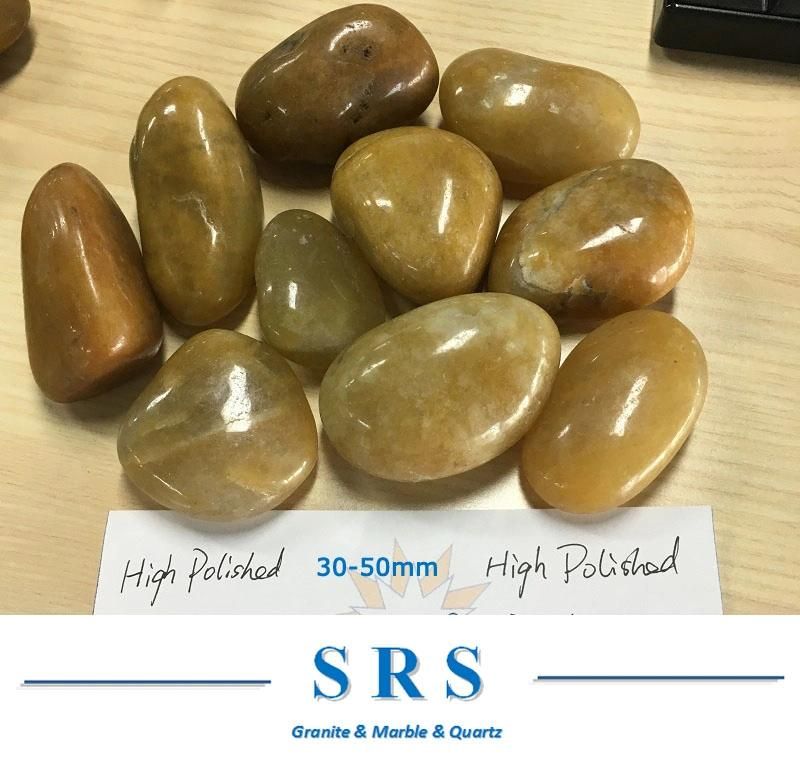 Laying Loose Polished White Black Yellow River Pebbles Cobblestone for Landscape Project Decoration and Pavement/Pebble on Mesh Stonetile