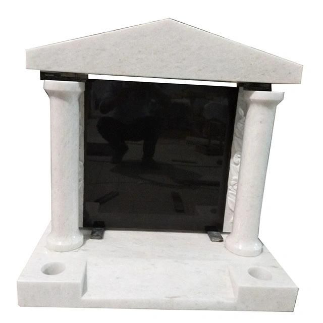 Best Price White Marble Black Granite Monument with Temple Design