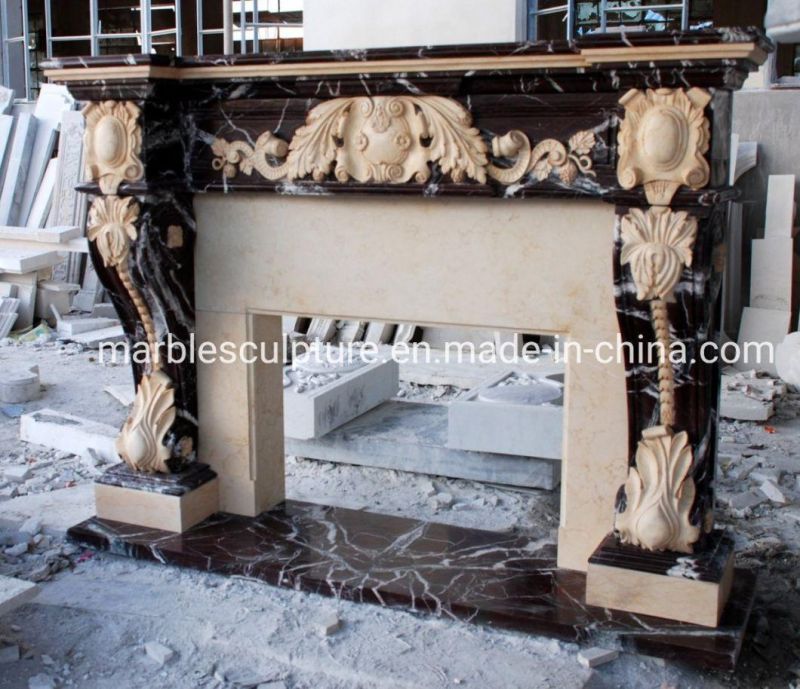 New Design Custom Made Stone Sculpture Marble Fireplace (SYMF-047)