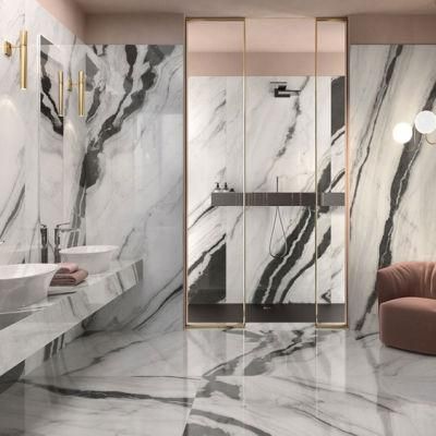 China Panda White Natural Marble with Black Veins Bathroom Floor Wall Tiles