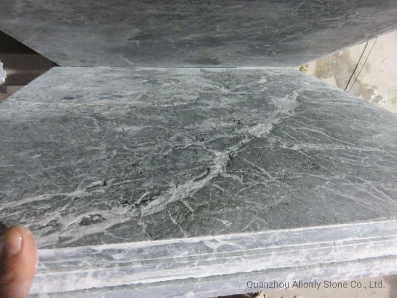 Acid Wash Surface Tinos Green Marble Flooring Tile for Hotel Decoration