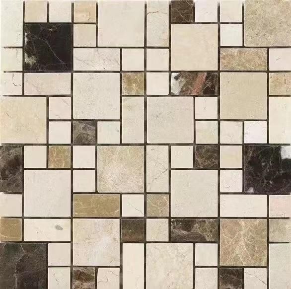 Wholesales Round Medallion Waterjet Tile Custom Floor Medallion White with Black Marble Tile for House Decoration