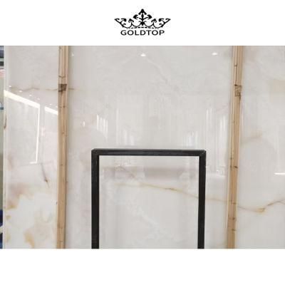 Natural Stone Wholesale Polished Gold Veins White Onyx Countertop /Wall Tiles/Tabletop/Floor Tiles/Slab Tiles