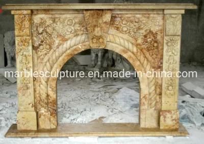 Antique Home Decoration Natural Stone Mantel Marble Fireplace (SYMF-097)
