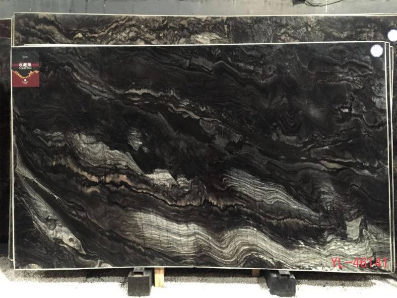 Shangri-La Black Marble Slabs for Flooring Tile, Countertop