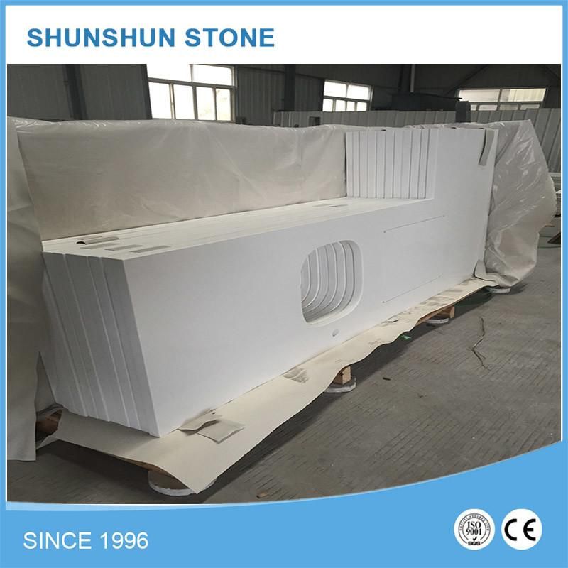 Popular White Quartz Stone Countertop for Bathroom