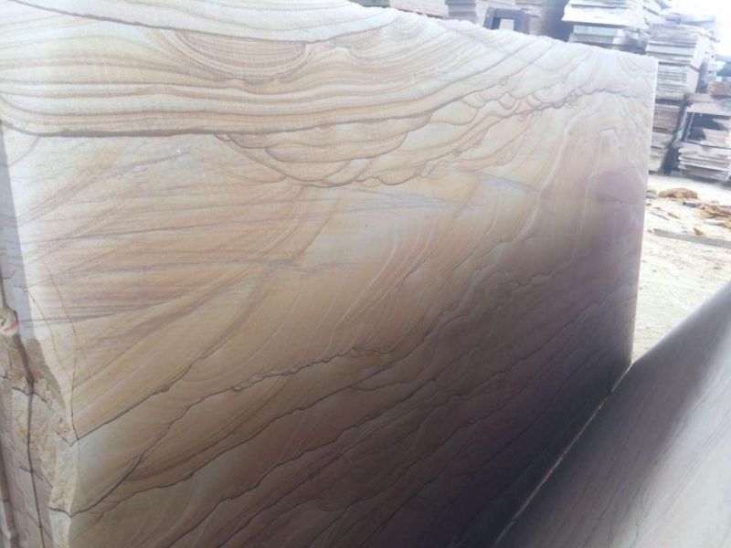 Yellow Wooden Sandstone Tile and Slab for Pavement