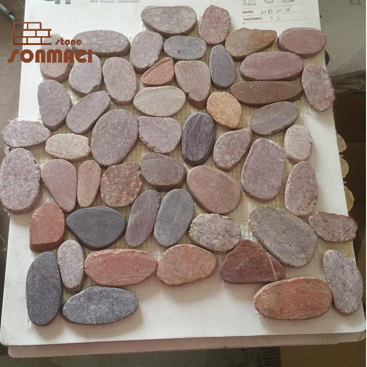 Sliced Flat Natural River Pebble Stone Mosaic