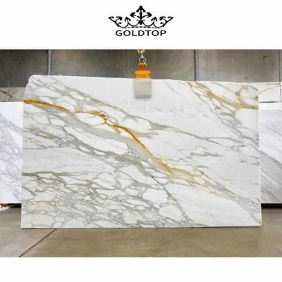 High End Surface Polished Stone Slabs Calacatta Gold Marble Slab for Kitchen Stone Countertop