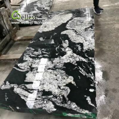 China Polished Black Granite with White Veins, Royal Ballet Slabs for Sale