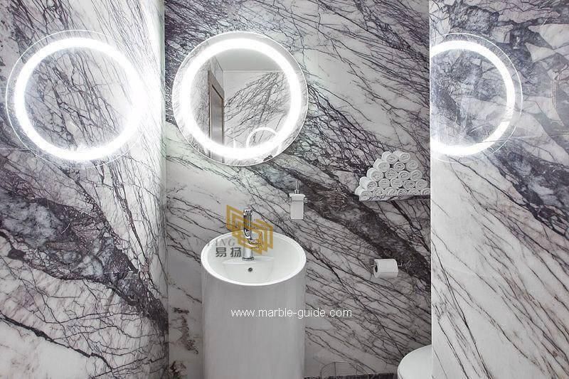 Natural Polished Milas Lilac White Turkish Marble with Veins for Bathroom/Vanity Top/Floor