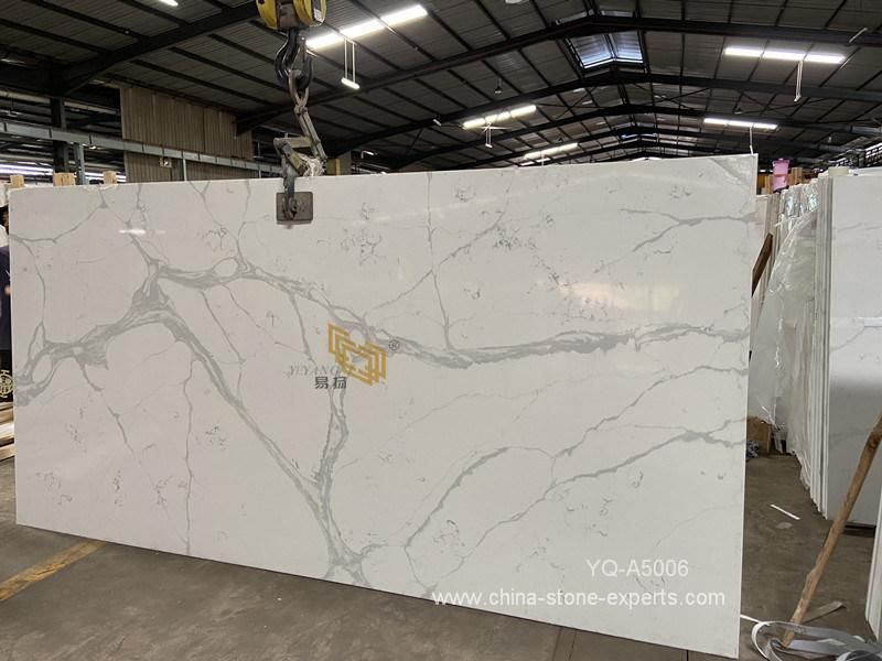 China Quartz Factory Calacatta Quartz Big Slab for Kitchen Island/Countertop