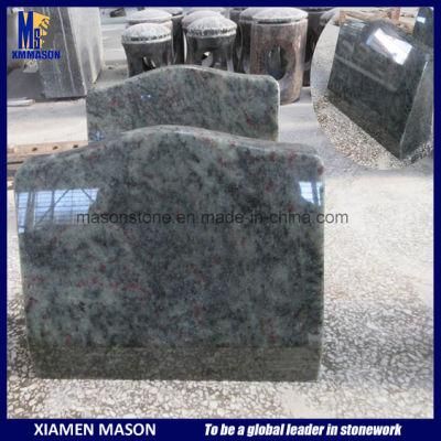 Indian Tropical Green Marble Standing Memorial Headstones with Saddle Desk Design